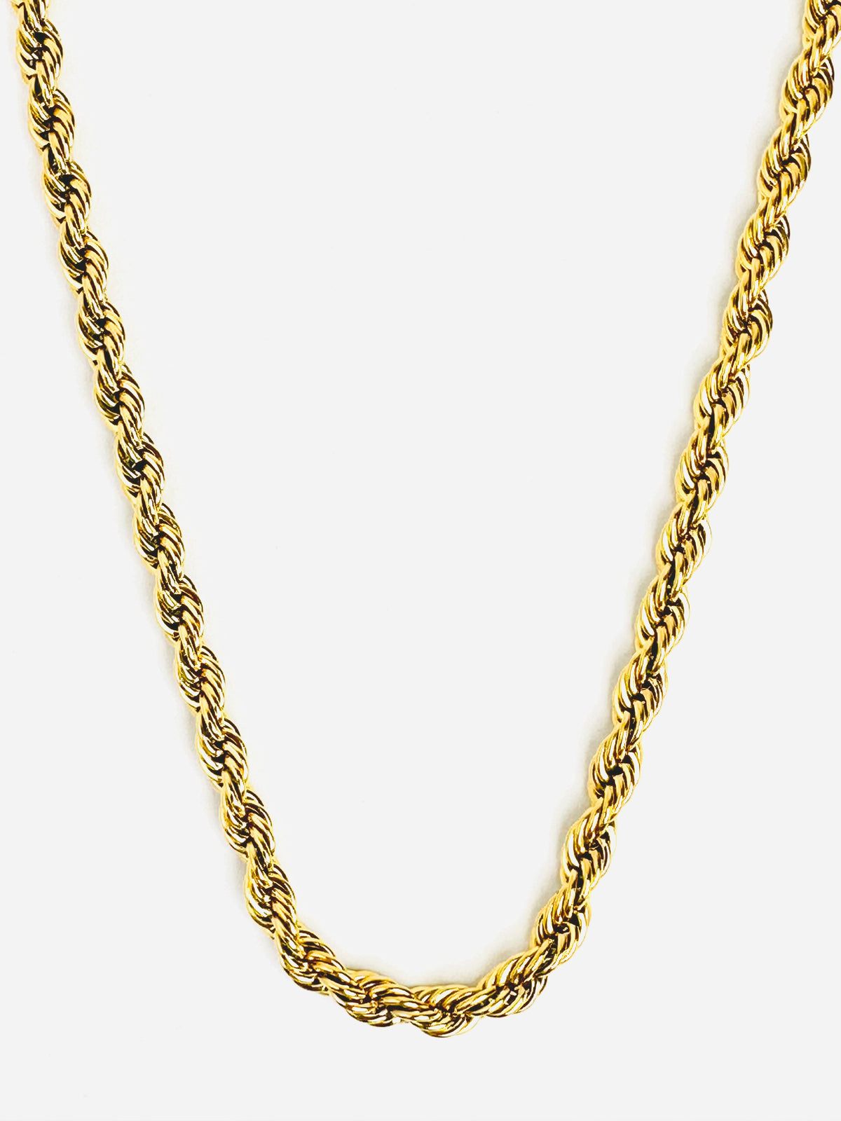 6.0mm Solid Rope Chain Necklace - Gold 20&quot;