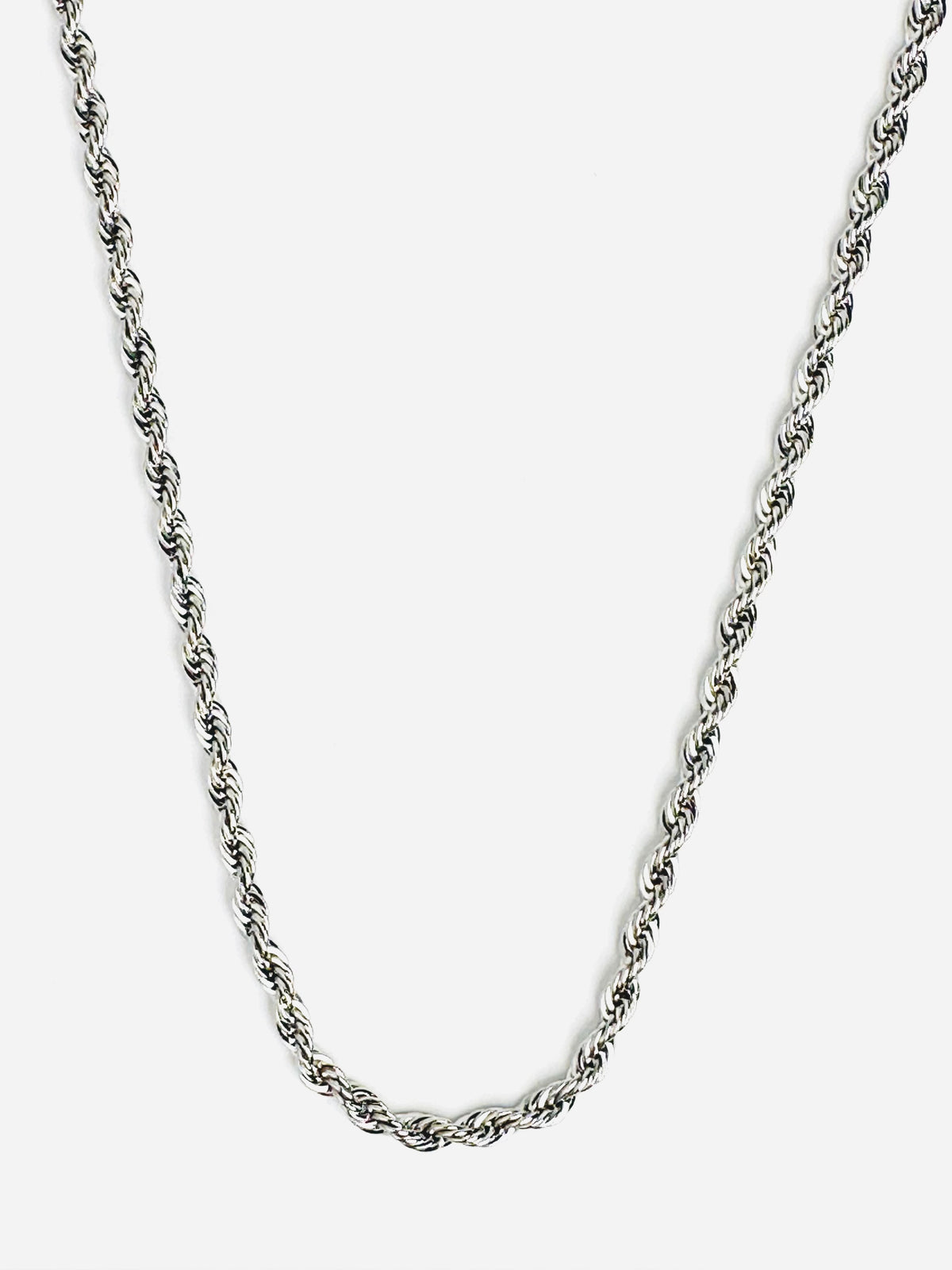 4.0mm Solid Rope Chain Necklace - Silver 24&quot;