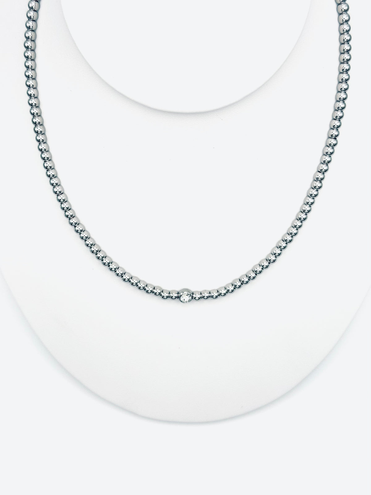 Beaded Radiance Ensemble Necklace - Silver