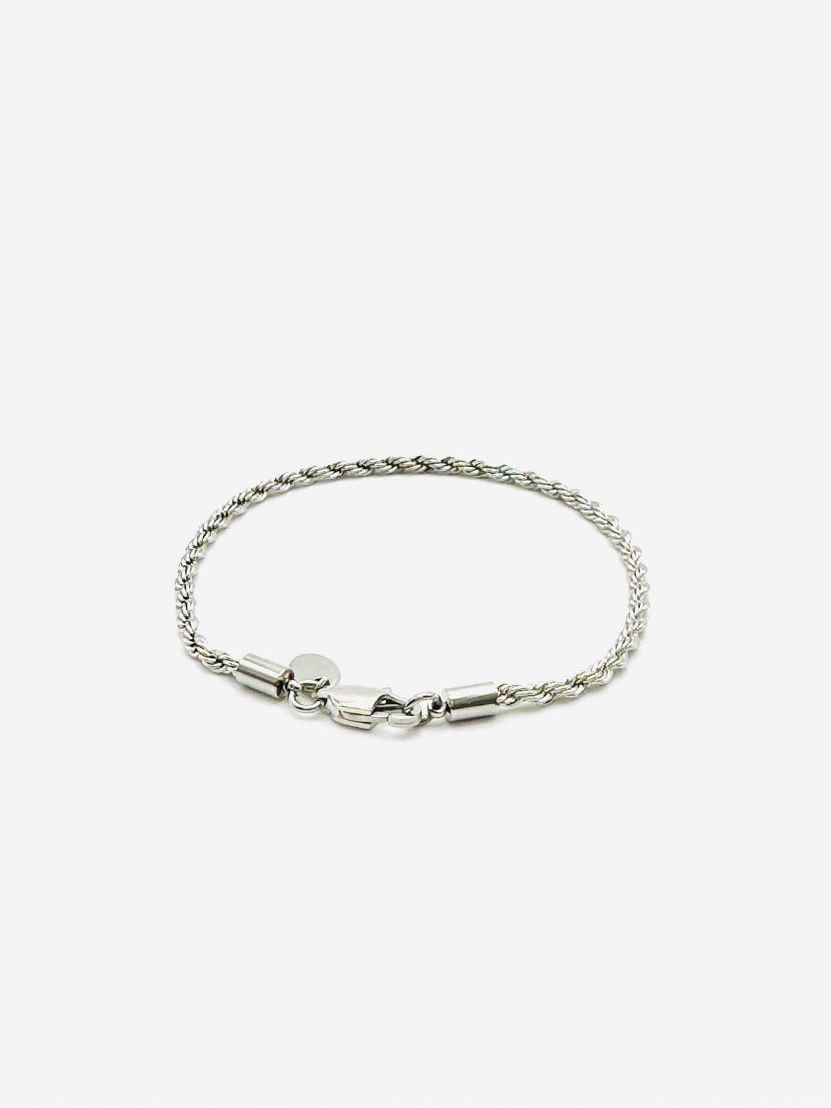 3mm Solid Rope Bracelet - Silver 8&quot;