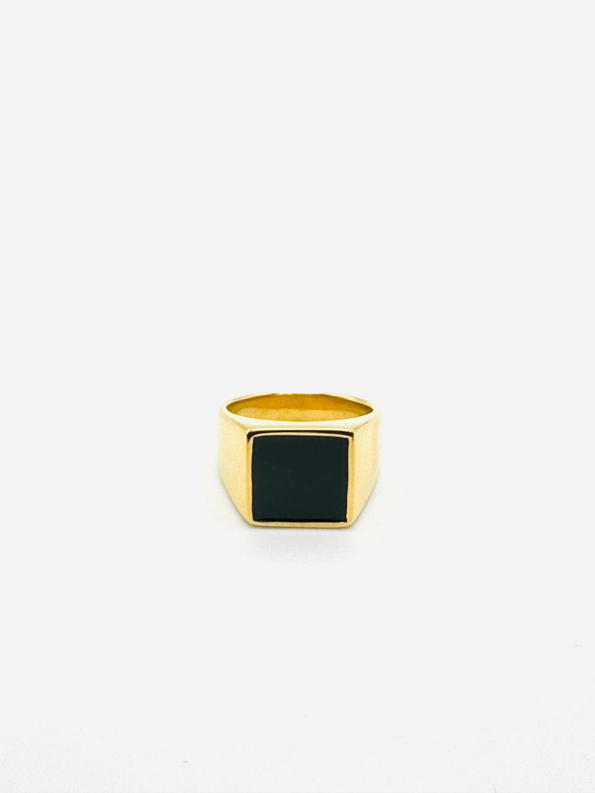 Men&#39;s Black Onyx Gold Signet Ring