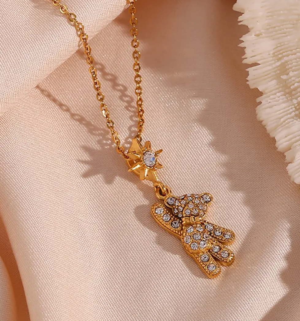 18k Gold Plated Teddy Bear Necklace