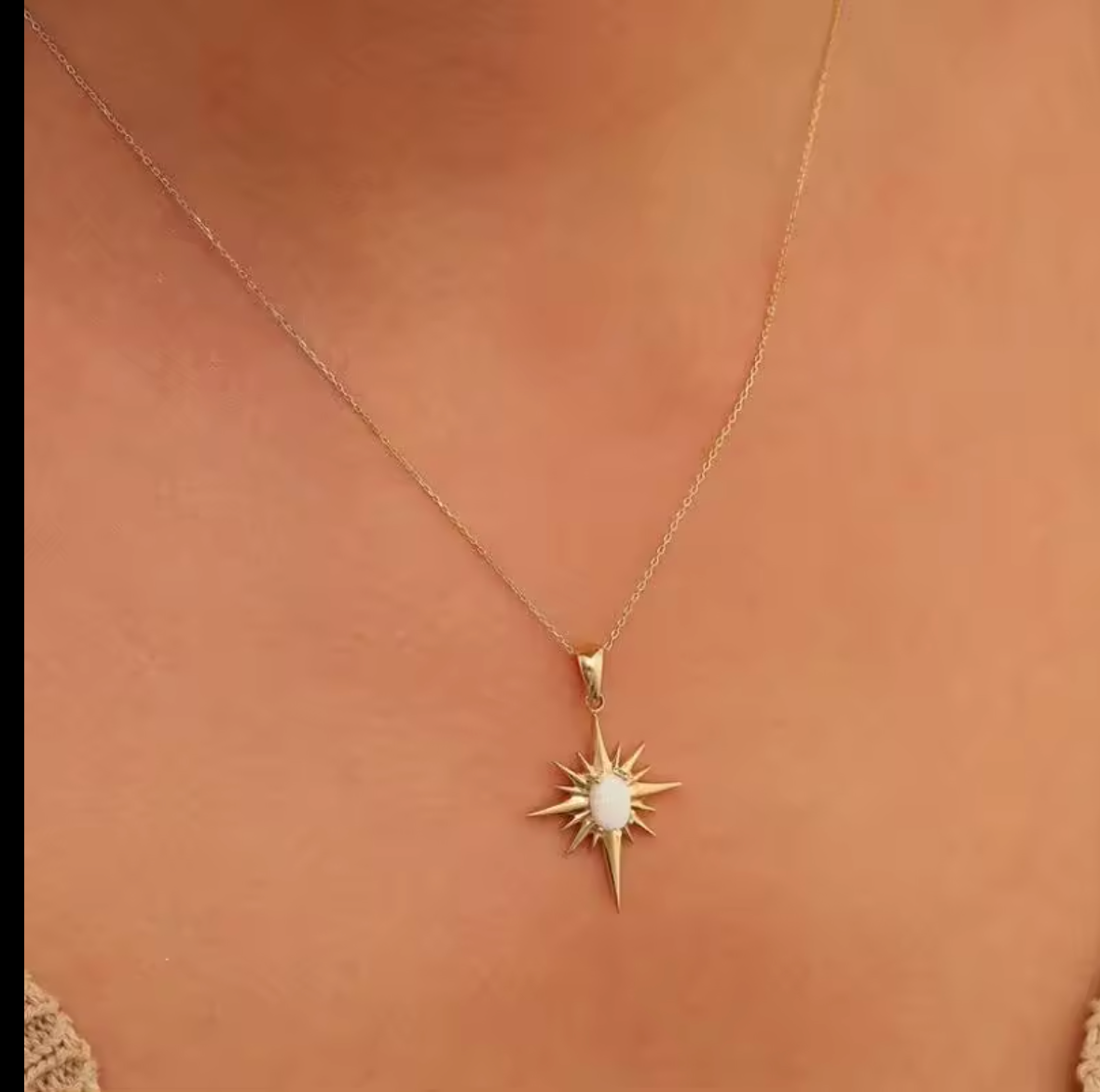 Star Bust Blue Opal Pendant Necklace