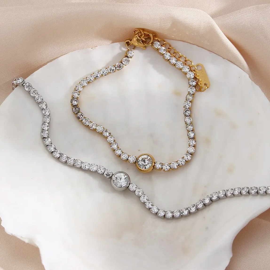 Tennis Zircon Chain Link Bracelet